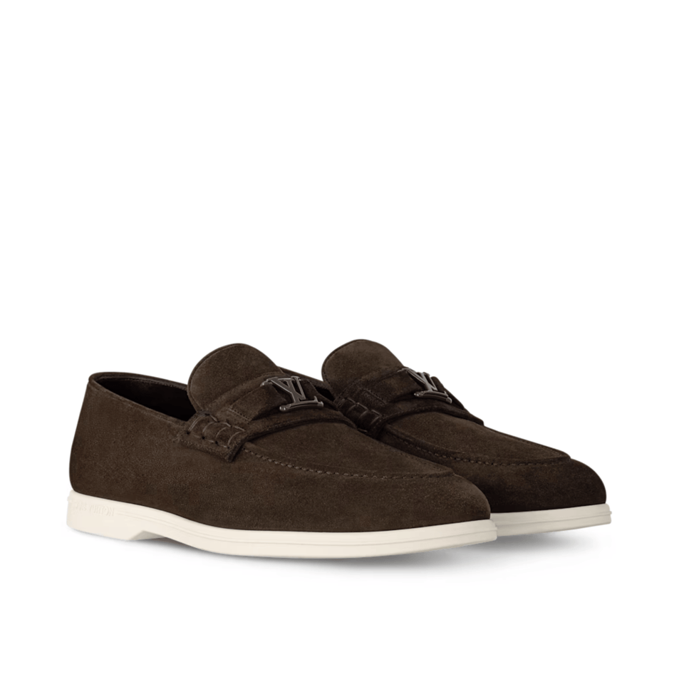 Louis Vuitton Marron Suede Loafers Buckle For Men view 2