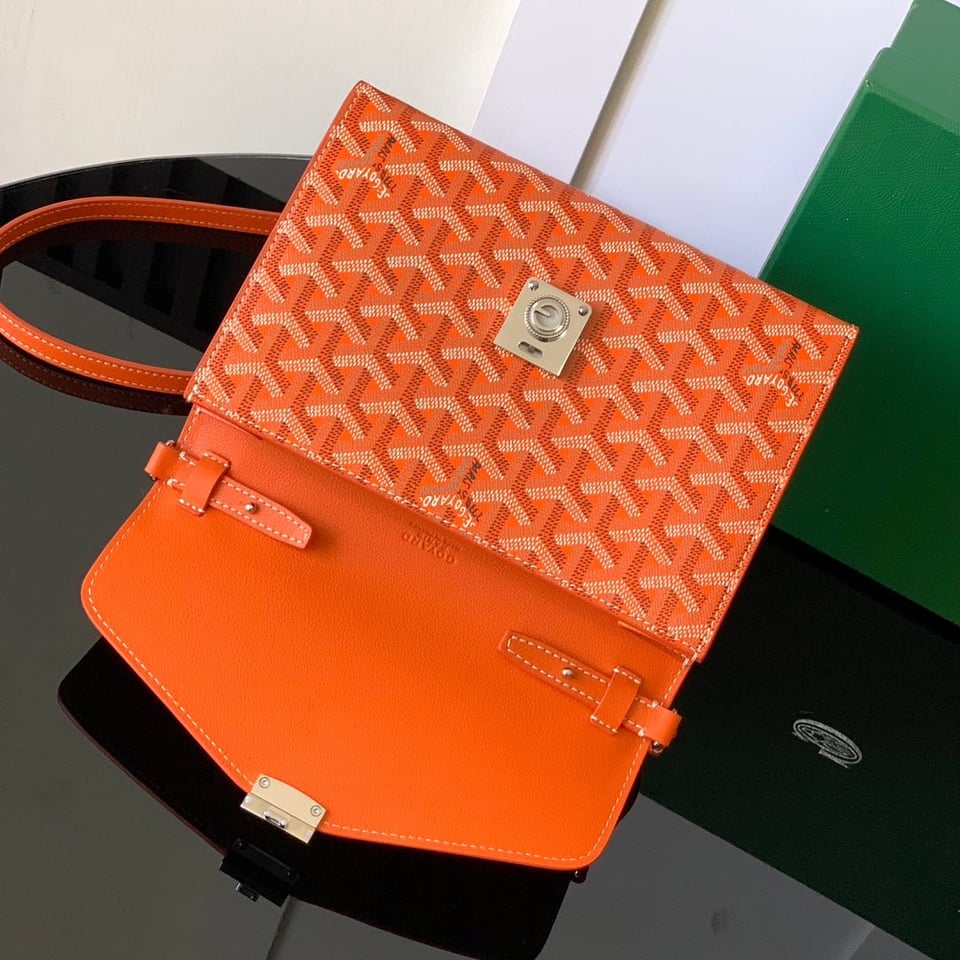 Goyard Chypre Wallet-Pouch 21 Cm Orange Goyardine Canvas And Calfskin view 9
