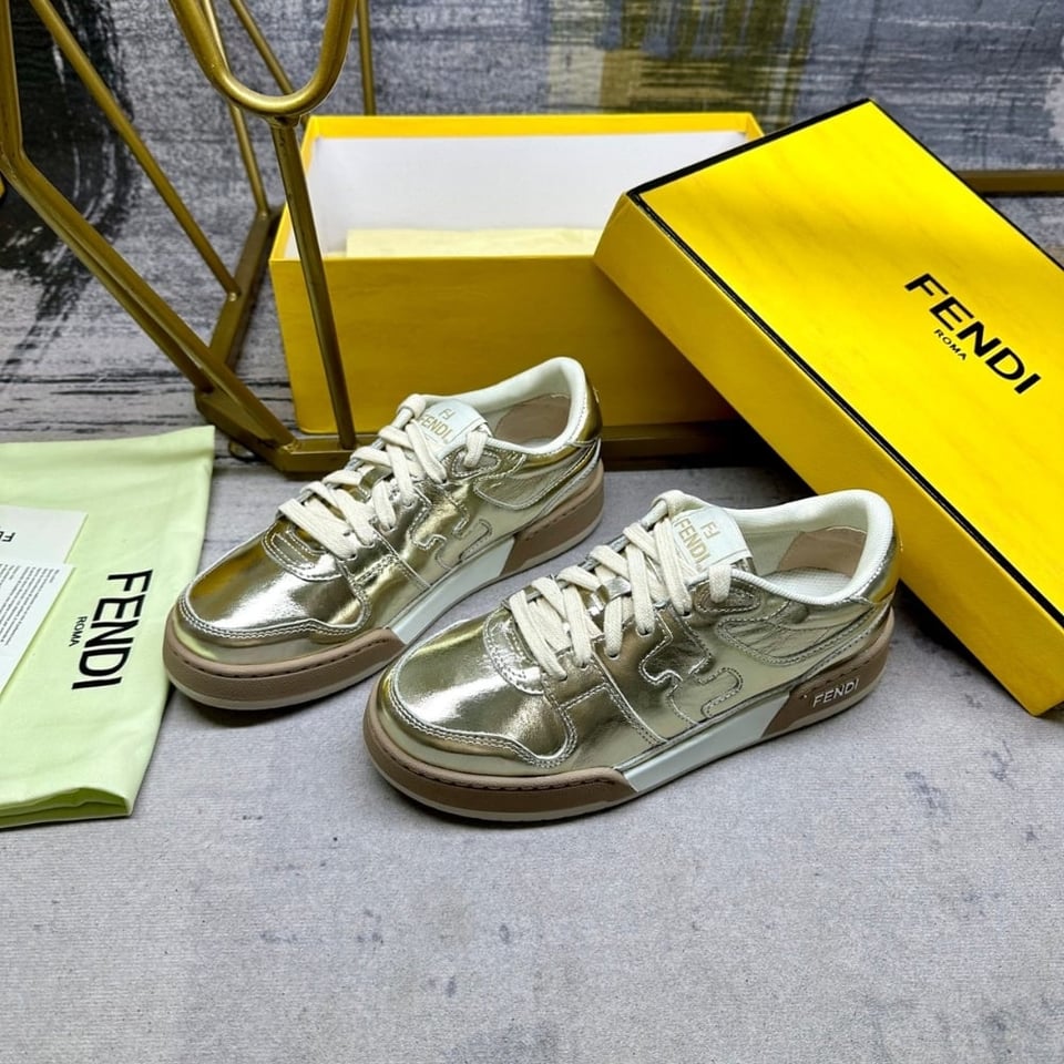Fendi Match Sneakers Gold view 3