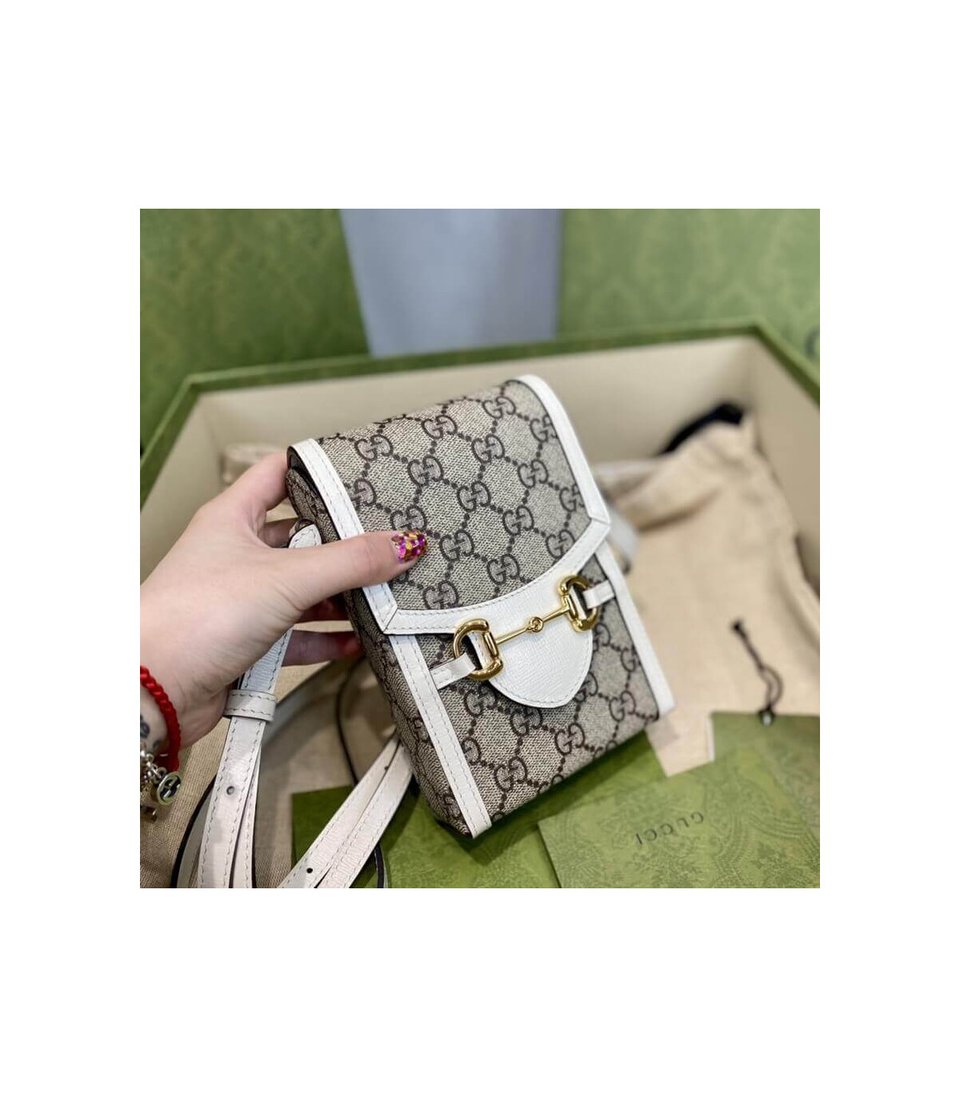 Gucci GG Supreme Horsebit 1955 Mini Bag White view 8