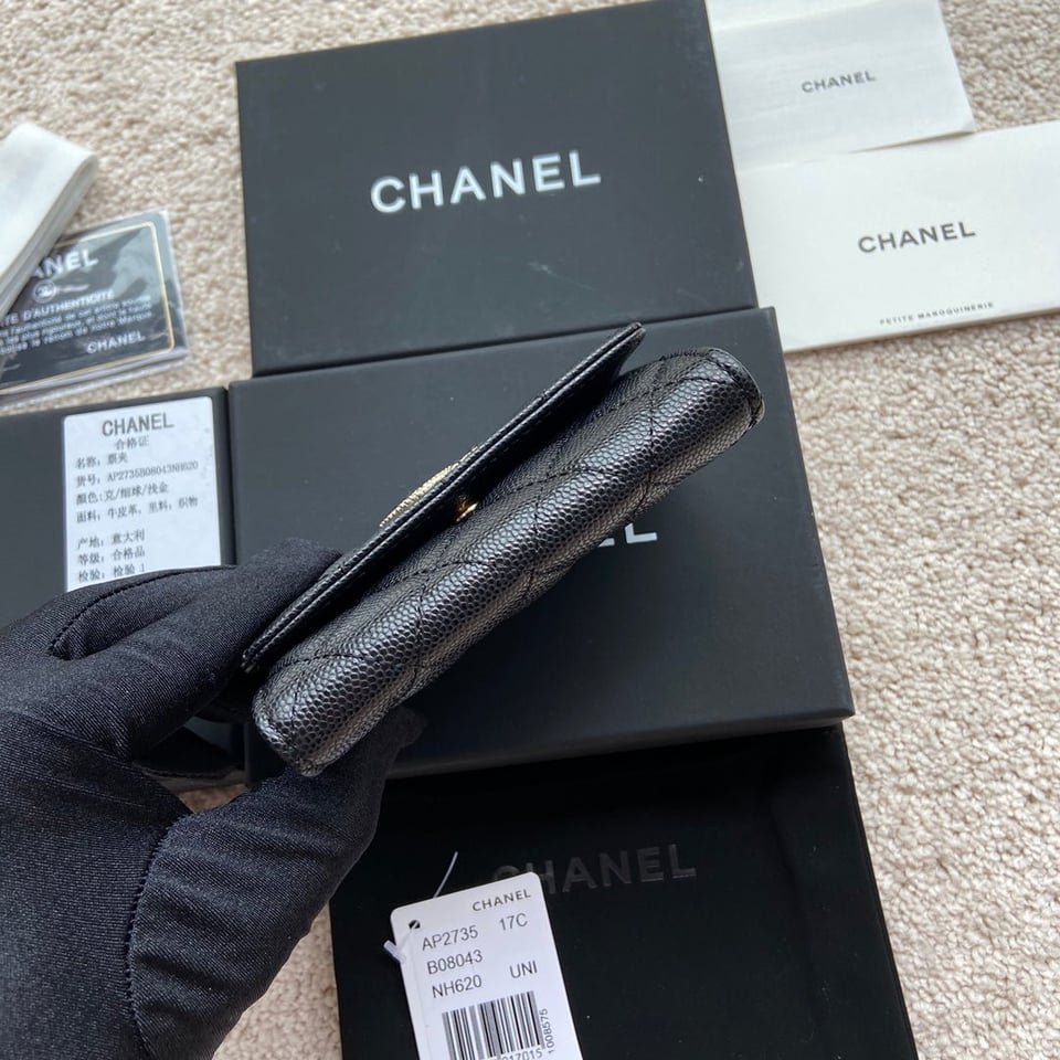 Chanel Small Wallet 11Cm Black Caviar Light Gold Leather Hardware view 10