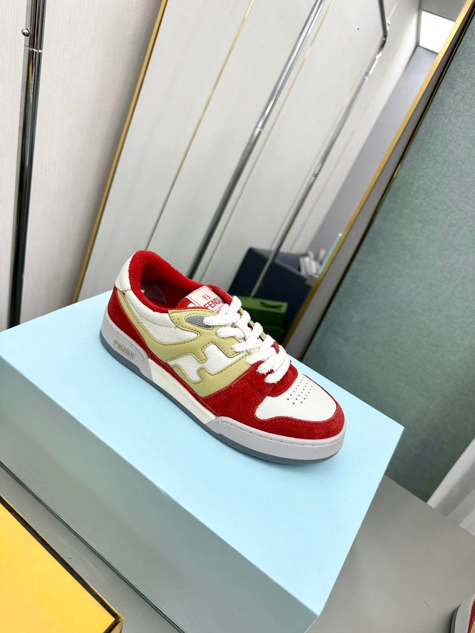 Fendi Match Suede Low Tops White And Red 7E1493Ai1Nf1H1D view 11