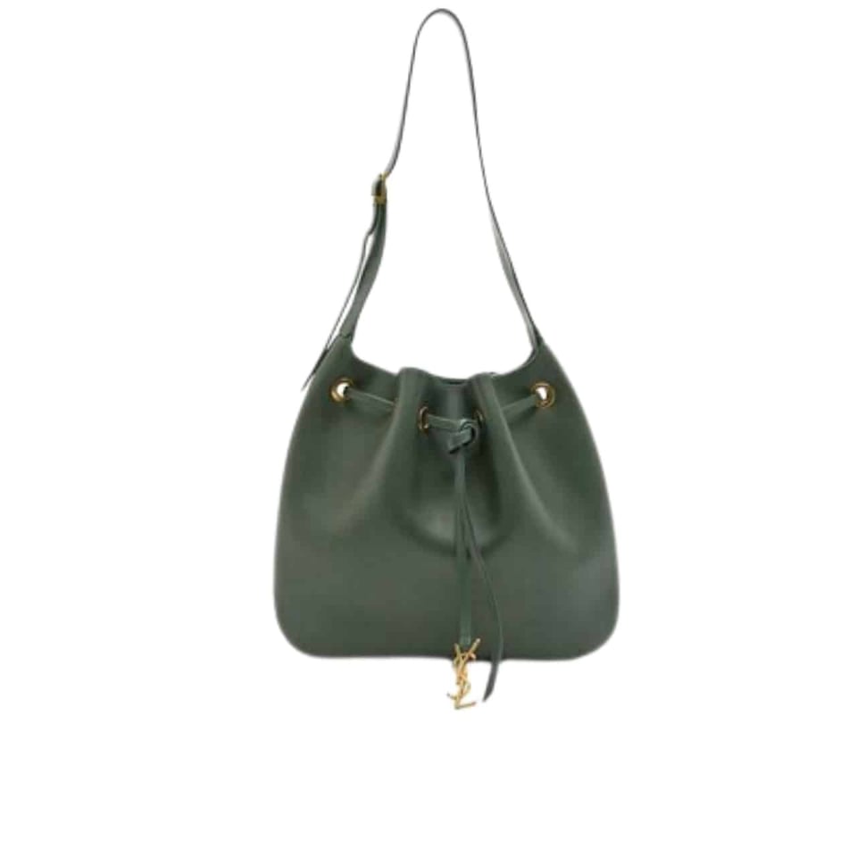 Saint Laurent Paris Vii Flat Hobo Bag In Smooth Leather Bag Dark Green 23Cm view 2