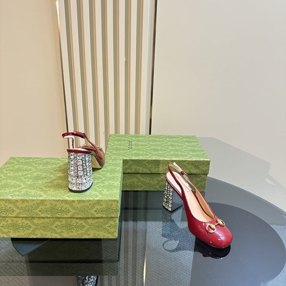 Gucci Women’S Horsebit Pump With Crystals Red view 5