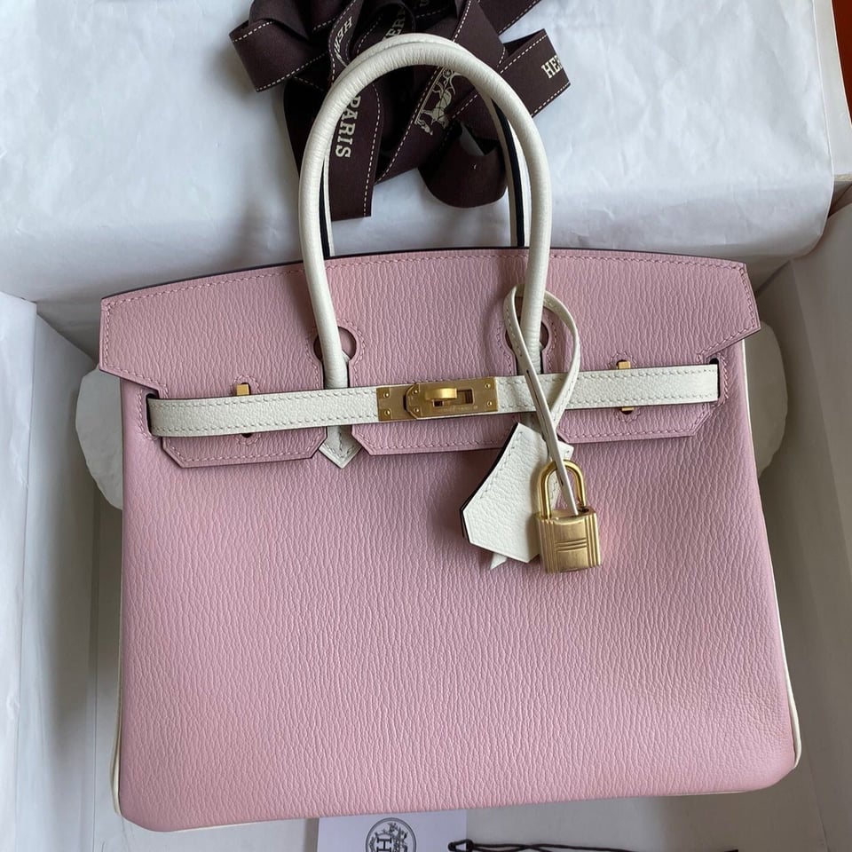 Hermes Birkin 25Cm Light Pink Chevero Mysore Leather Gold Hardware view 2