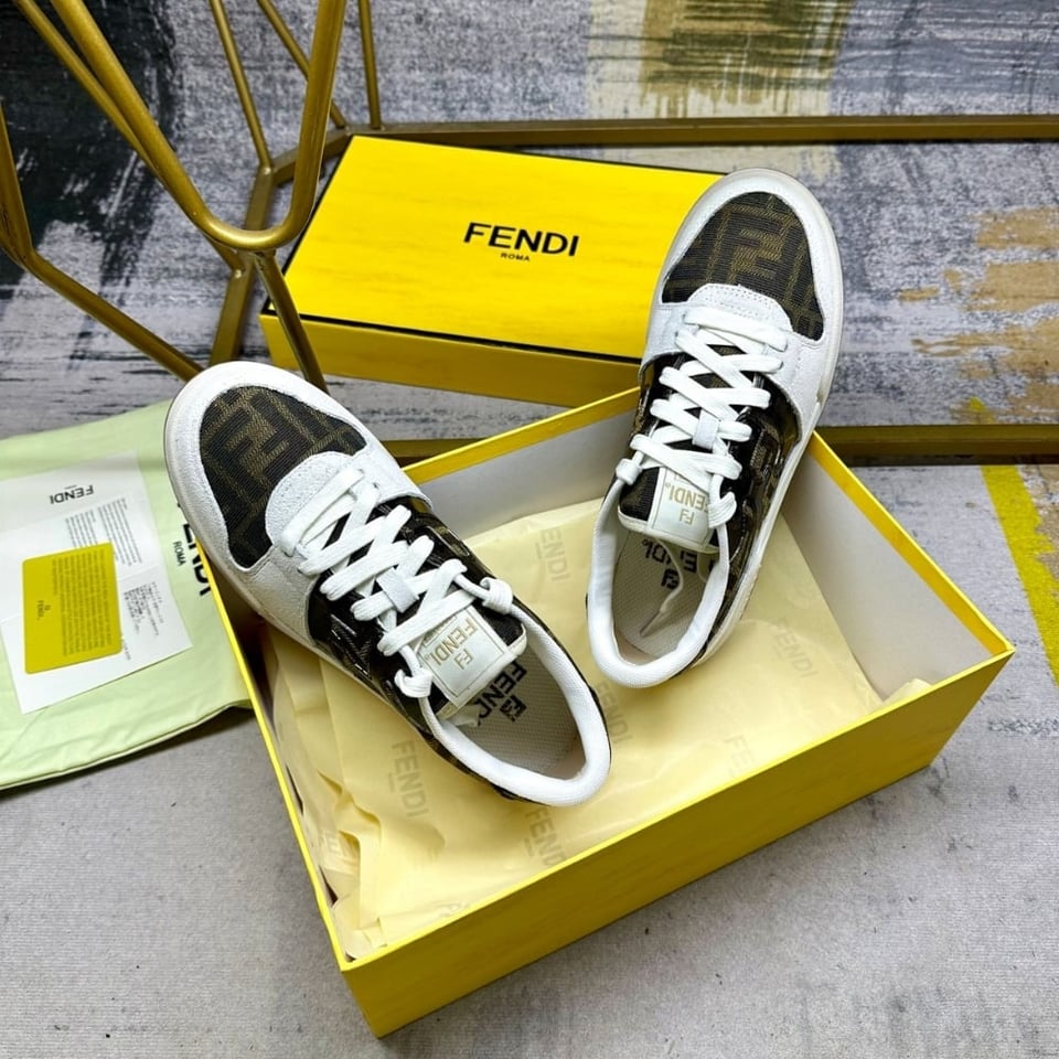 Fendi Match Sneakers Beige And Brown view 5