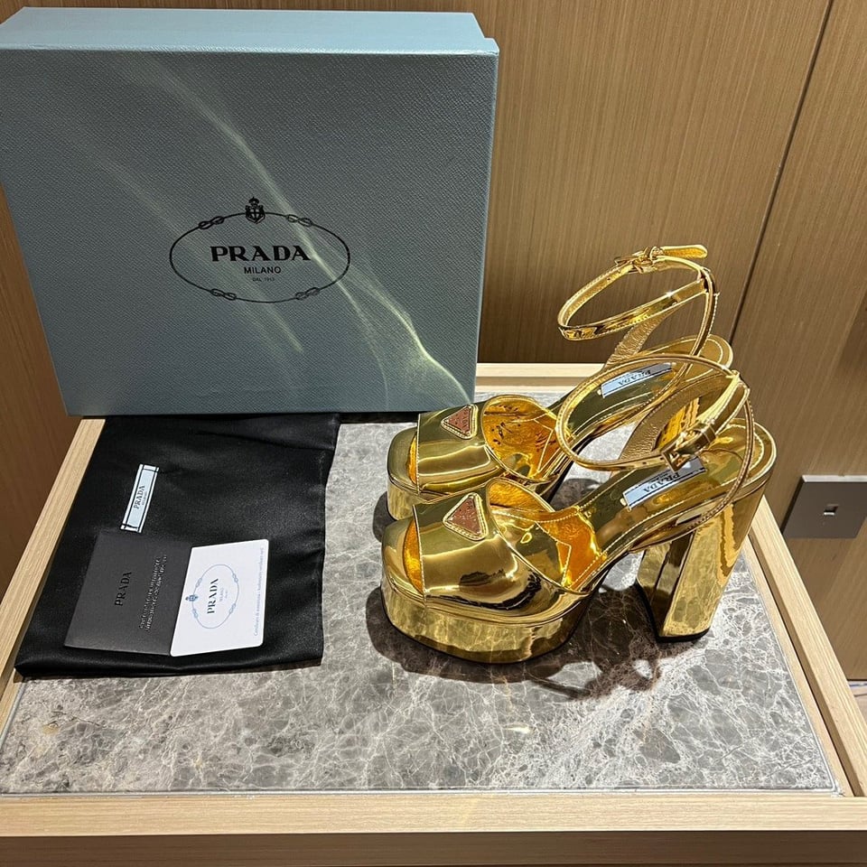 Prada Metallic Leather Platform Sandals In Gold 1Xp48B 3Au1 F0522 F 135 view 3