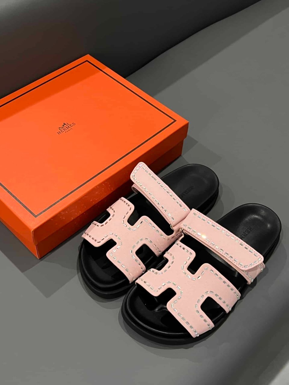Hermes Chypre Sandal Suede Crystal Pink view 9