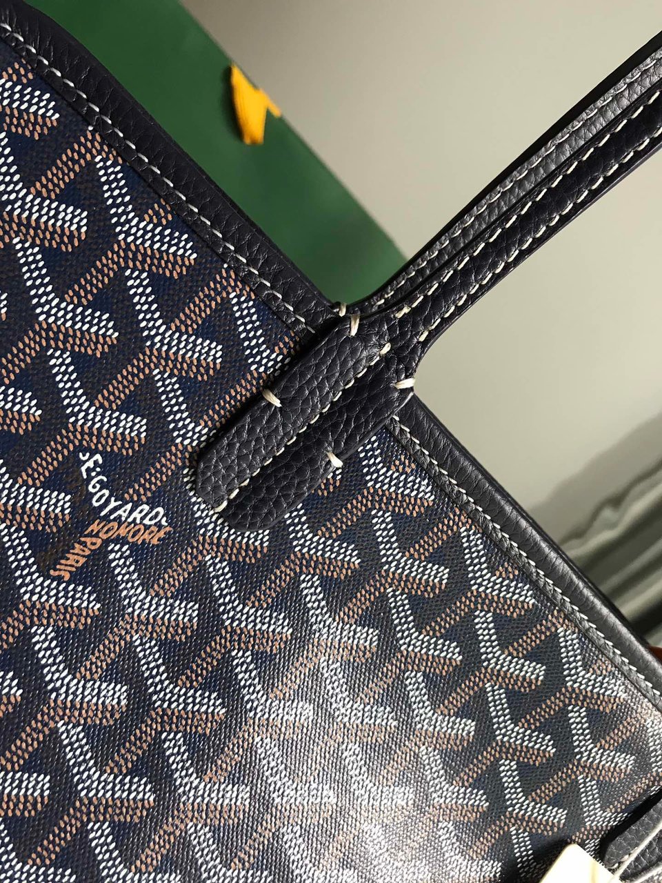 Goyard Hardy Pm Bag 40 Cm Navy Blue Goyardine Canvas And Black Taurillon Leather Trim view 8