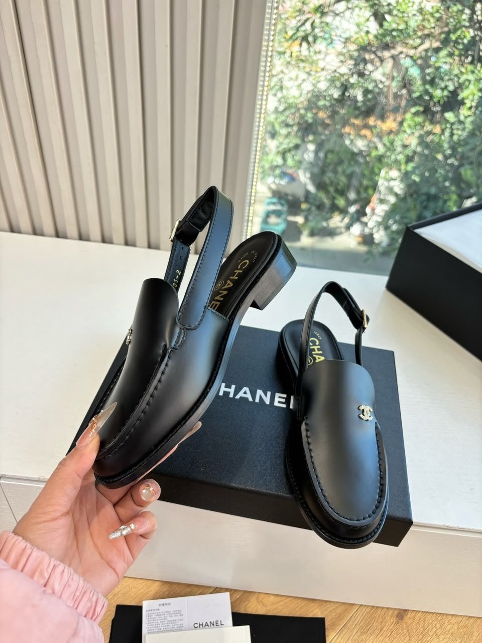 Chanel Calfskin Slingback Mules with CC Logo Black Calfskin G39842 view 11