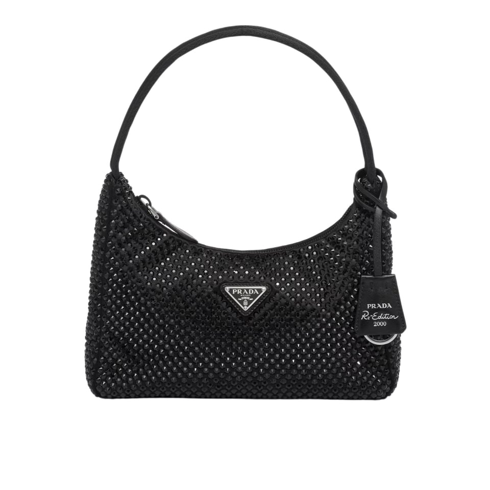 Prada Re Edition Satin Mini Bag With Crystals Black 21Cm view 2