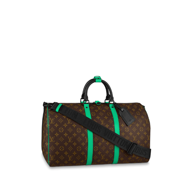 Louis Vuitton Keepall Bandoulire 50 Brown And Mint Line Macassar Canvas M46259 view 2