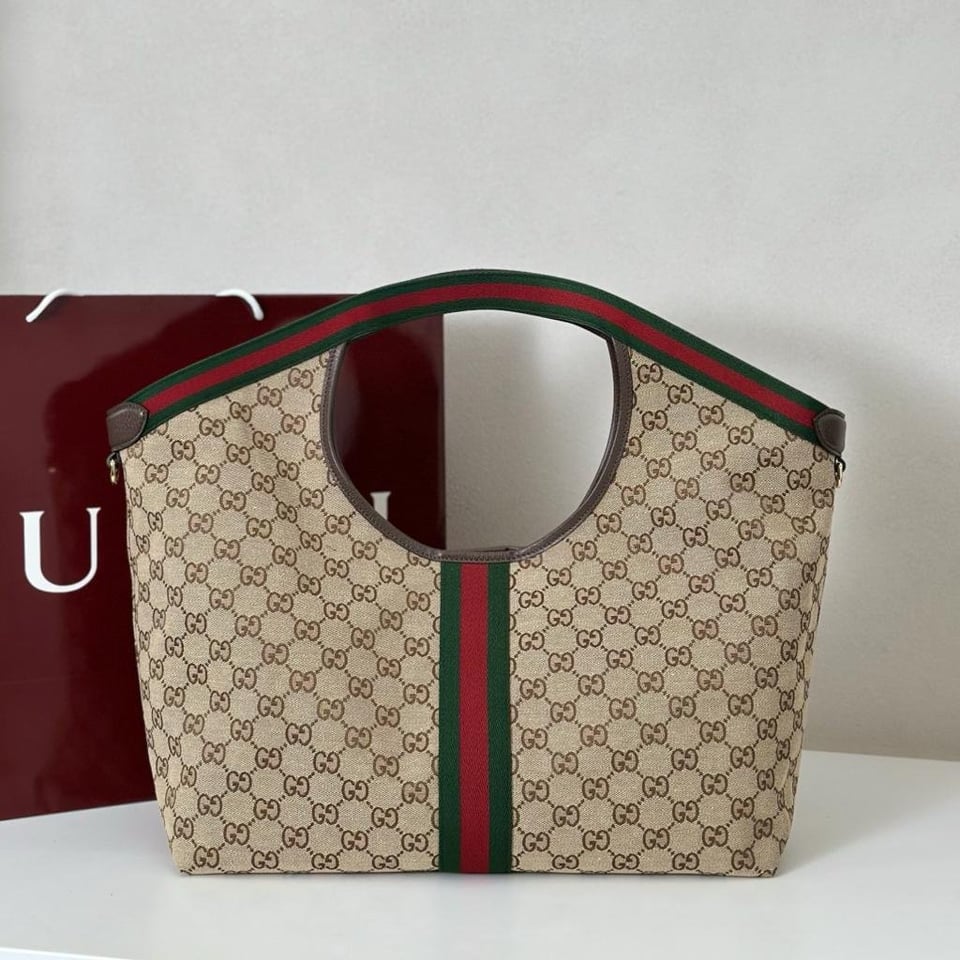 Gucci Giglio Large Tote Bag 54cm/21.3in Beige And Brown 853971 view 6