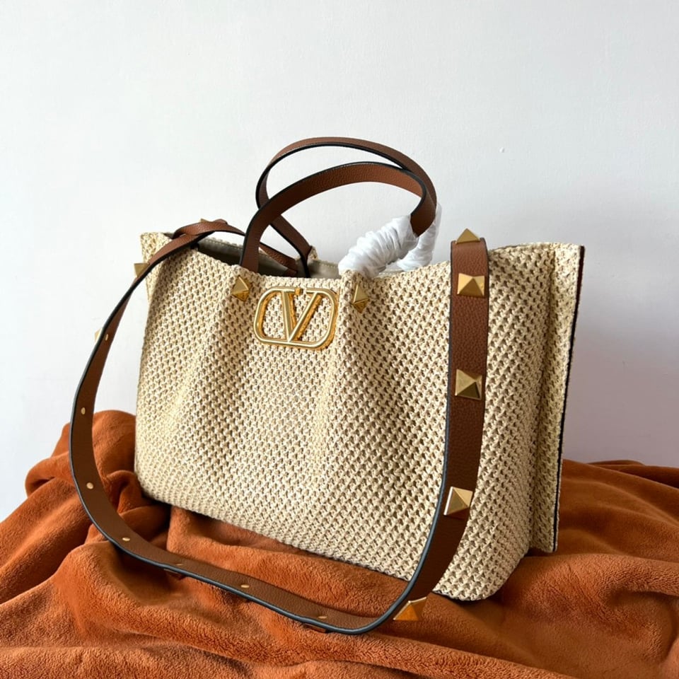 Valentino Garavani Summer Woven Natural Brown Leather Tote Bag 35cm/13.8in view 6