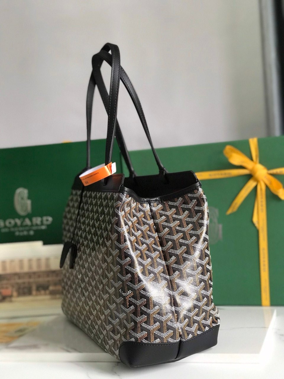 Goyard Bellechasse Biaude Pm Bag 36 Cm Black Goyardine Canvas And Calfskin Trim view 3
