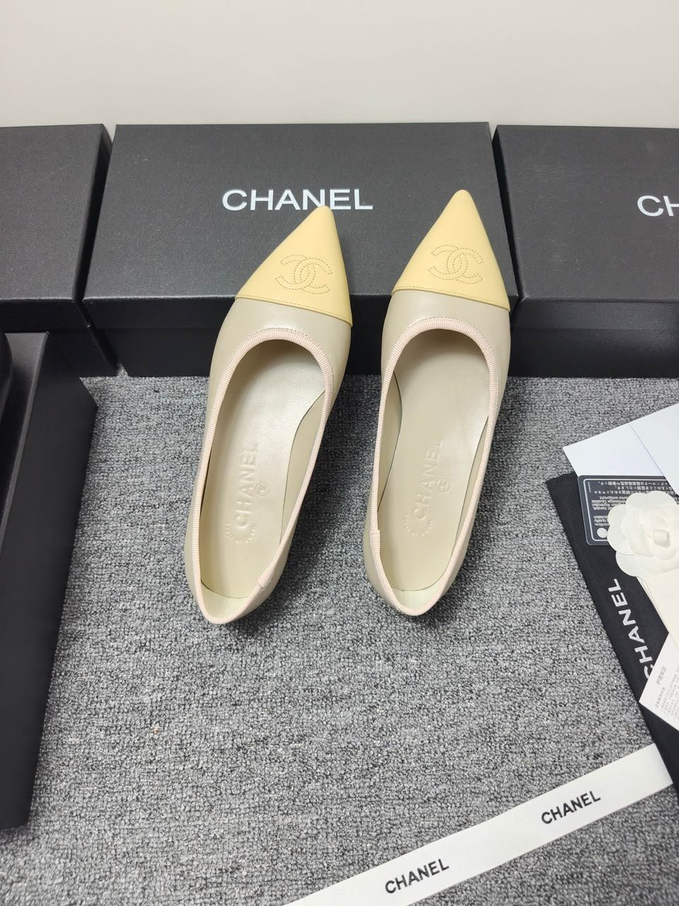 Chanel Ballet Flats In Iridescent Lambskin Light Khaki And Yellow view 8