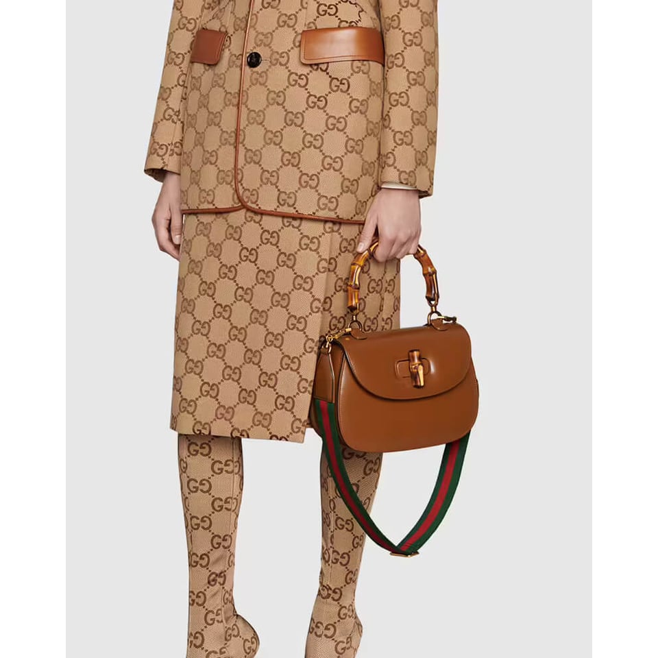 Gucci Small Top Handle Bag with Bamboo Cuir view 3