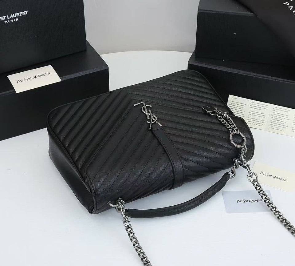 Saint Laurent College Large Chain Bag Black 32Cm view 6