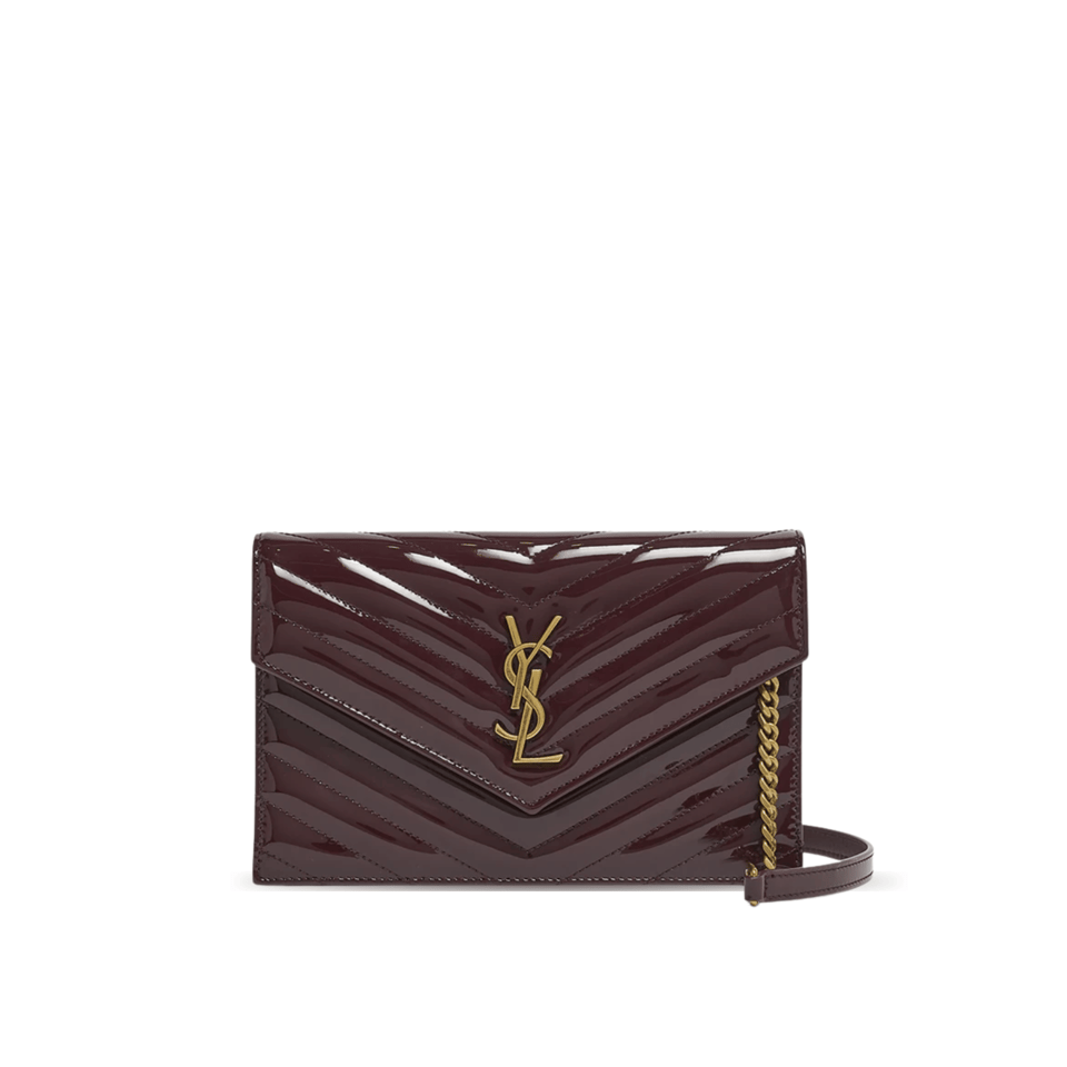 Saint Laurent Envelope Wallet on Chain in Quilted Patent Leather 19cm view 2