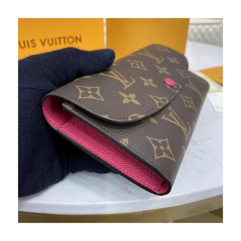 Louis Vuitton Monogram Canvas Emilie Wallet Rose Red view 3