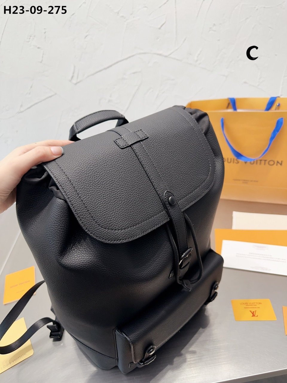 Louis Vuitton Christopher Slim Backpack Rucksack Taurillon Leather Black 40Cm M58644 For Men view 4