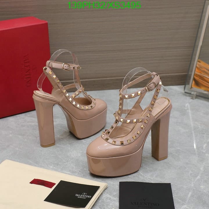 Valentino Rockstud Platform Pump In Patent Leather Beige view 6