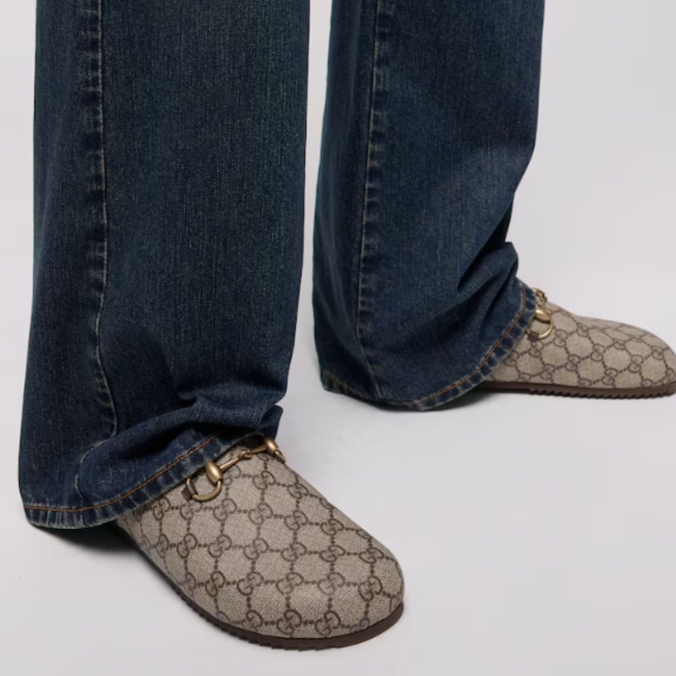 Gucci Mule With Horsebit Beige And Ebony GG Supreme Canvas 749815 For Women view 2