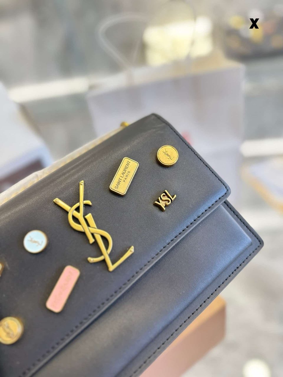Saint Laurent Sunset Chain Bag In Smooth Leather With Sticker Black 22Cm view 4