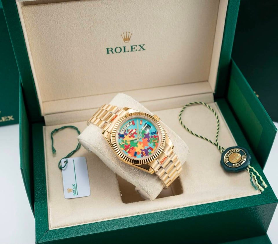 [Superclone] Rolex Day-Date 36mm Rainbow Sapphire &amp; Puzzle Dial President 128238 view 4