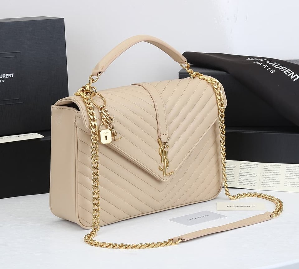 Saint Laurent College Large Chain Bag Beige 25Cm view 7