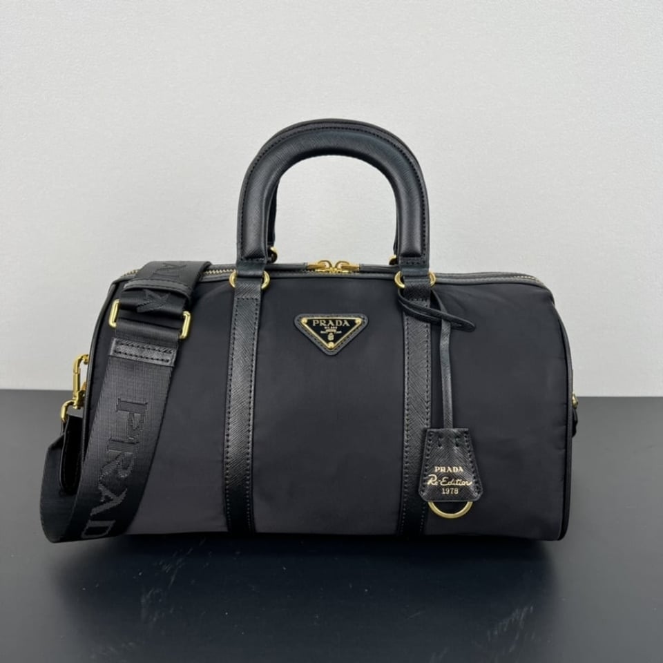 Prada Re Edition 1978 Re Nylon X Saffiano Medium Top Handle Bag Black 31Cm view 3