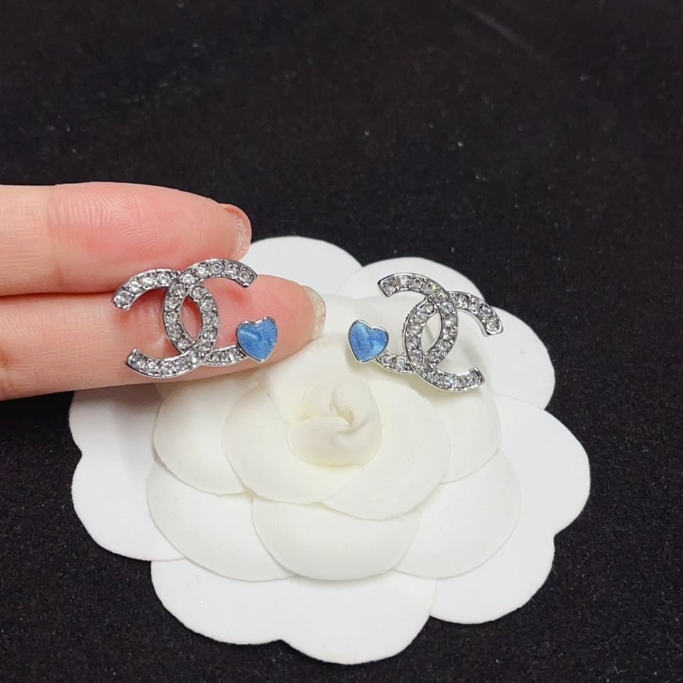 Chanel Stud Earings Silver Blue Abf526 B19974 Naftr view 3