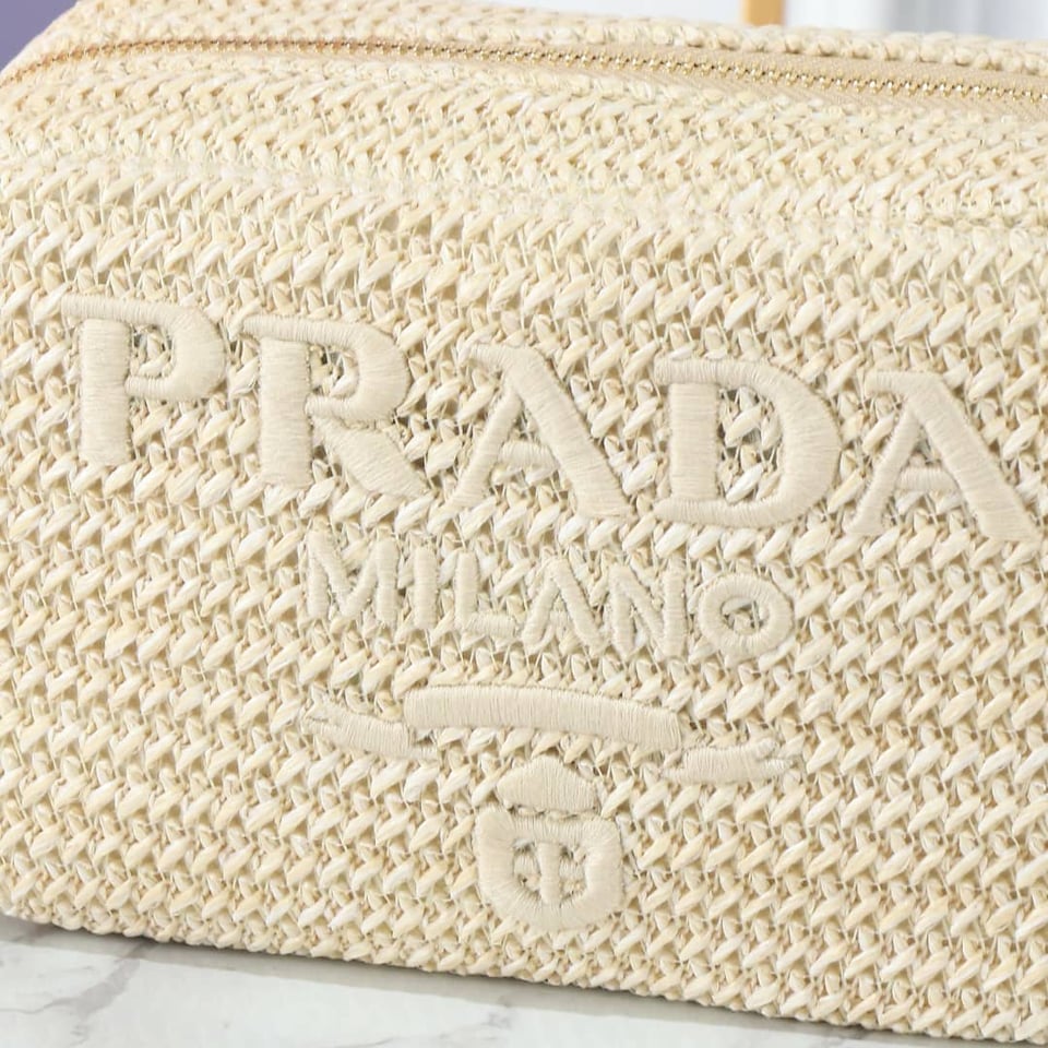 Prada Raffia Crochet Shoulder Bag Natural 20Cm view 4