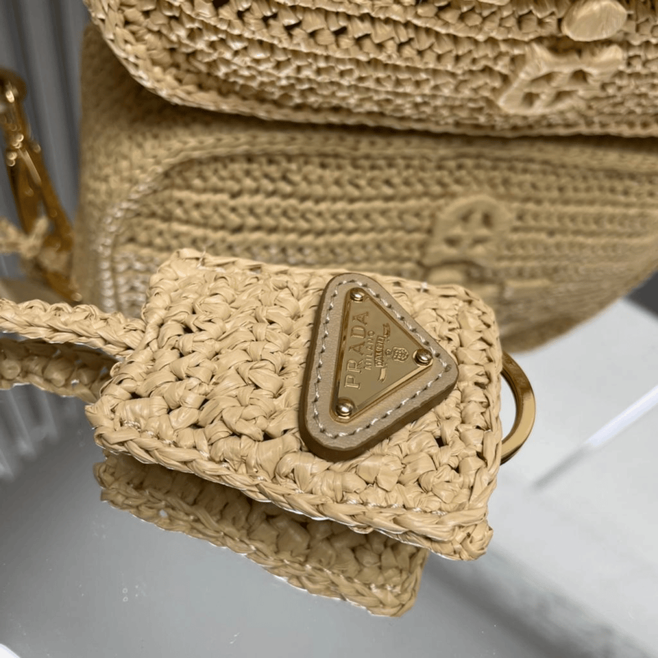 Prada Crochet Prada Brique Bag Natural 20Cm view 10