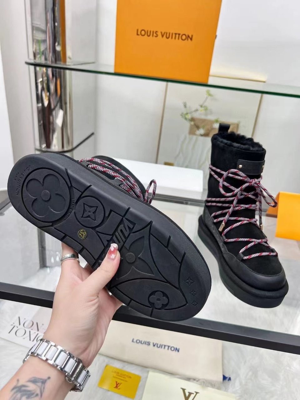 Louis Vuitton Aspen Platform Ankle Boot Black 1Ac75N view 10