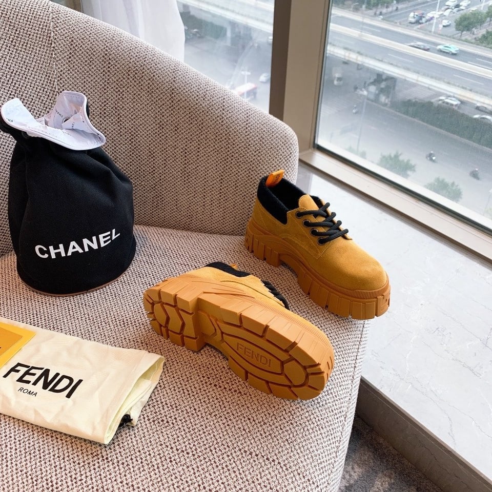 Fendi Force Leather Lace Ups Yellow view 6