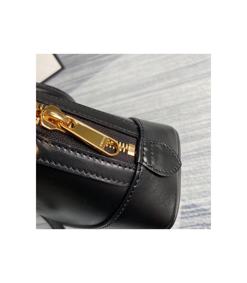 Gucci Horsebit 1955 Small Top Handle Bag in Black Leather view 9