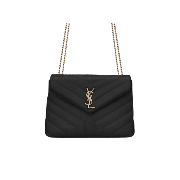 Saint Laurent Loulou Small Chain Bag In Matelassã‰ Y Black Gold 23Cm view 2
