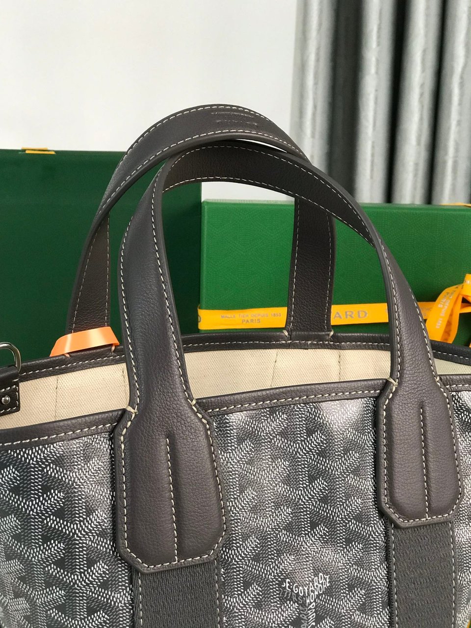Goyard Small Belharra 24 Cm Gray Goyardine Canvas And Lambskin view 5