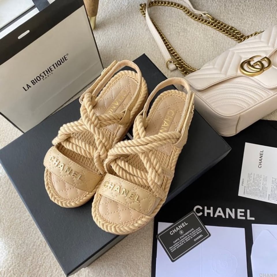 Chanel Rope Sandals Strap Biege view 8