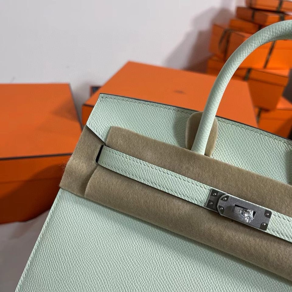 Hermes Birkin 25Cm Vert Fizz Togo Leather Silver Hardware view 6