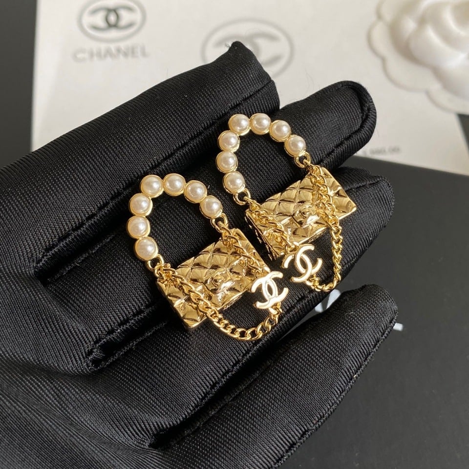 Chanel Lock Gold Earrings view 2