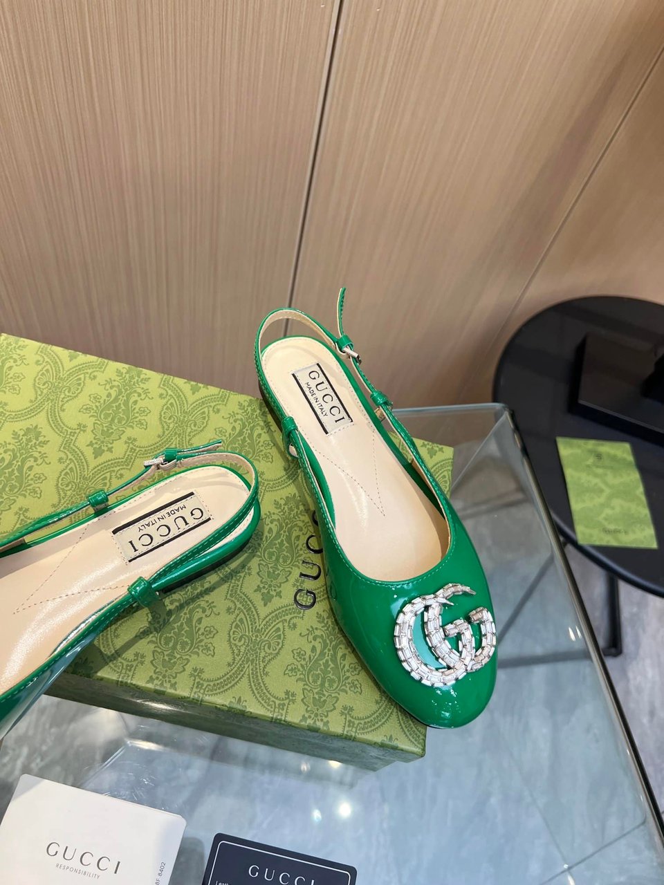 Gucci Gg Crystal Slingback Green view 3