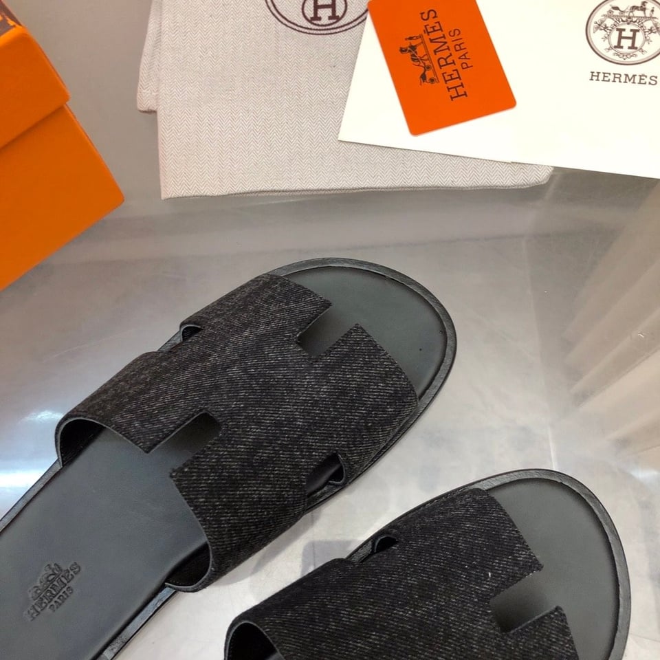 Hermes Izmir Sandal Noir Denim view 7