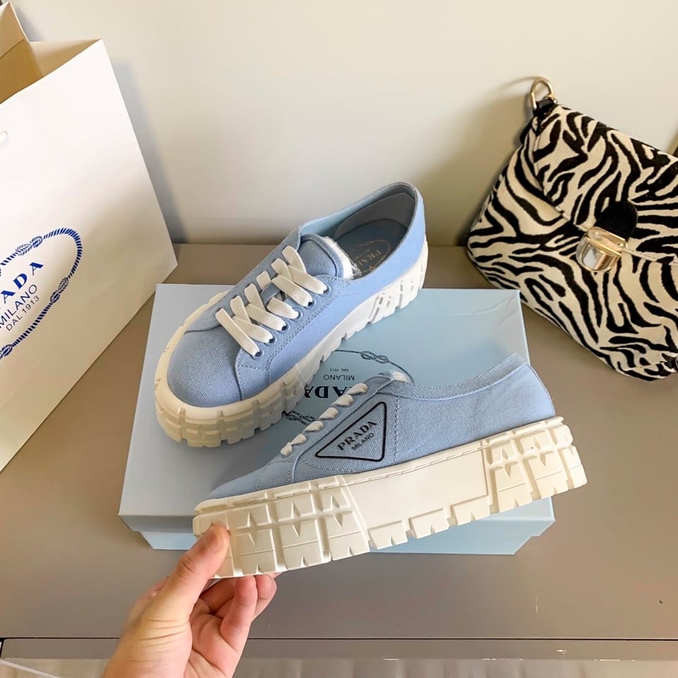 Prada Double Wheel Nylon Gabardine Sneaker Light Blue 1E260M3Lfxf0591F050 view 9