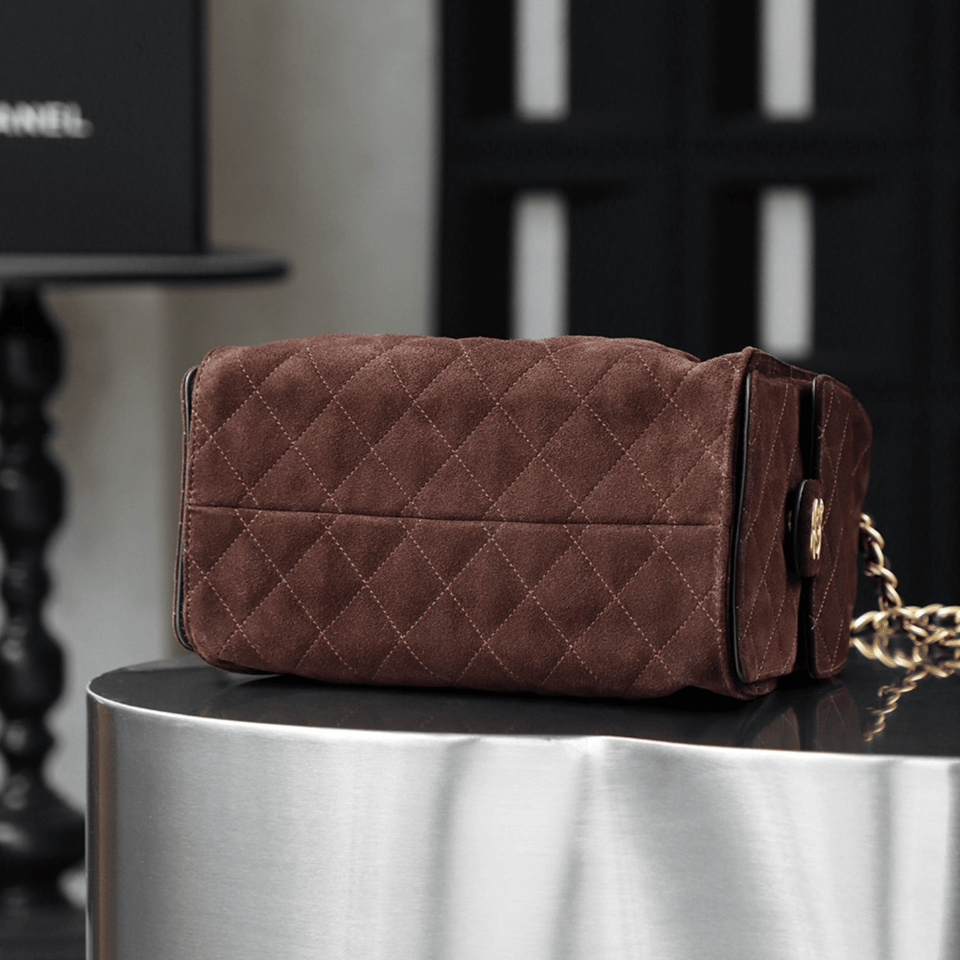 Chanel Dark Brown Suede 22cm/8.7in view 6