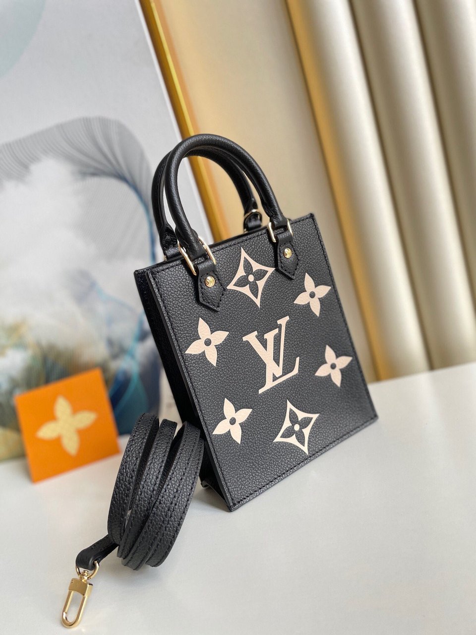 Louis Vuitton Petit Sac Plat 17Cm Black And Beige view 4
