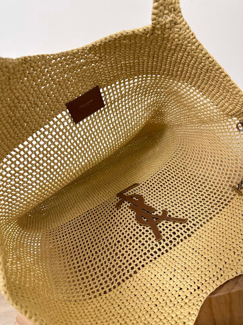 YSL Saint Laurent Icare Raffia Shopping Tote Bag – Natural Beige 43cm/ 16.9in view 6