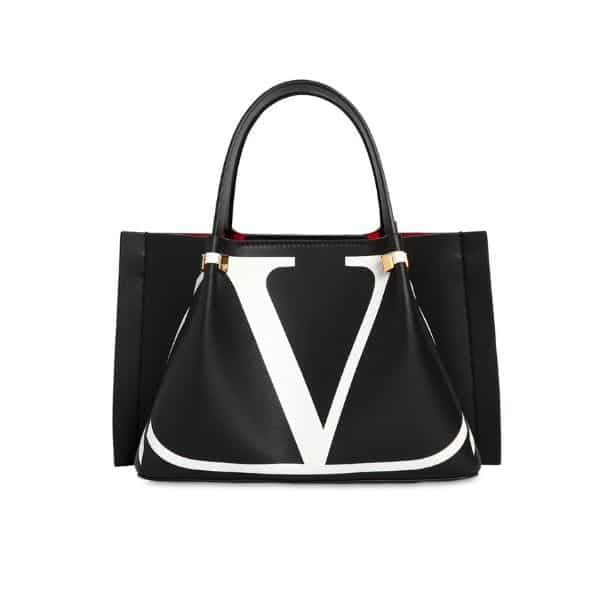 Valentino Garavani Vlogo Escape Calf Leather Tote Bag In Black 41Cm