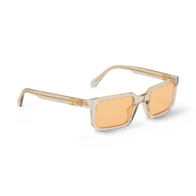 Louis Vuitton Hit Square-Shaped Sunglasses Crystal Champagne Brown Z3291U